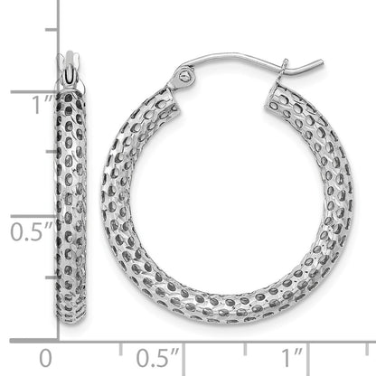 14k White Gold Mesh Hoop Earrings