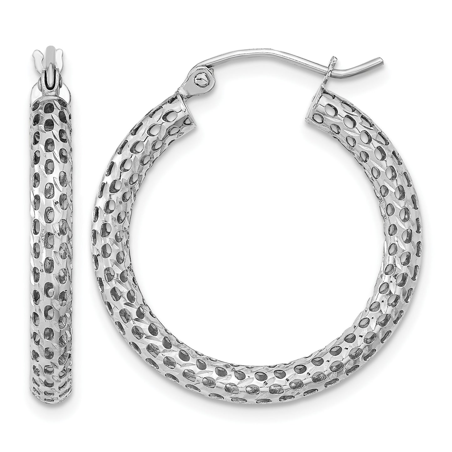 14k White Gold Mesh Hoop Earrings