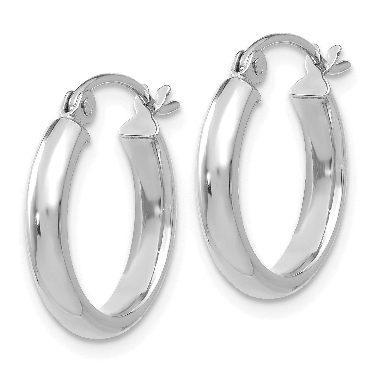 14k White Gold 2.75x12mm Round Tube Hoop Earrings