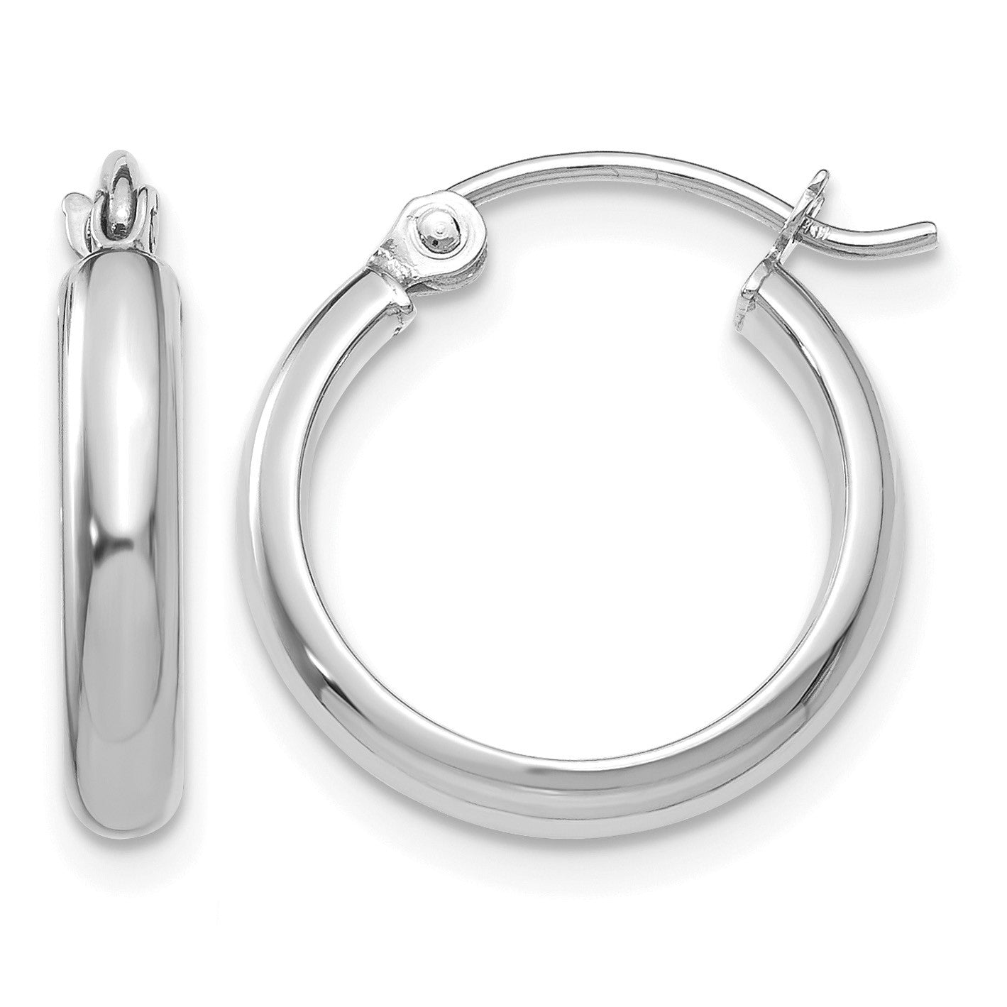 14k White Gold 2.75x12mm Round Tube Hoop Earrings