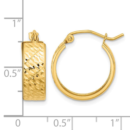 14k Diamond-cut Hoop Earrings