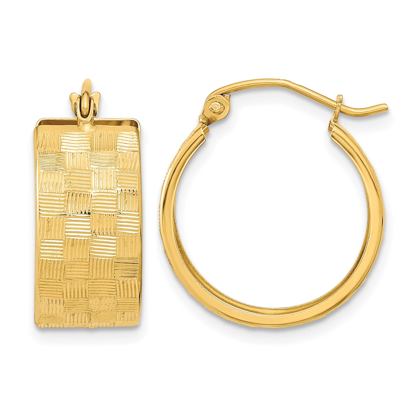 14k Diamond-cut Hoop Earrings