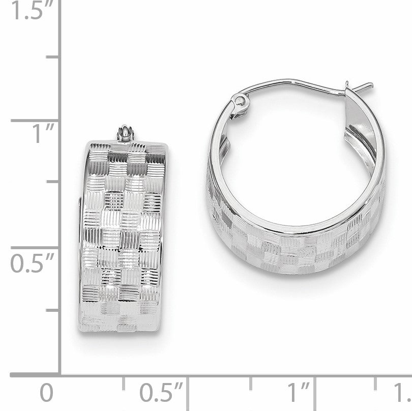 14k White Gold Diamond-cut Hoop Earrings