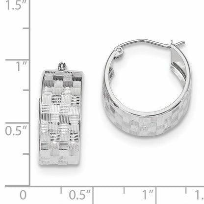 14k White Gold Diamond-cut Hoop Earrings