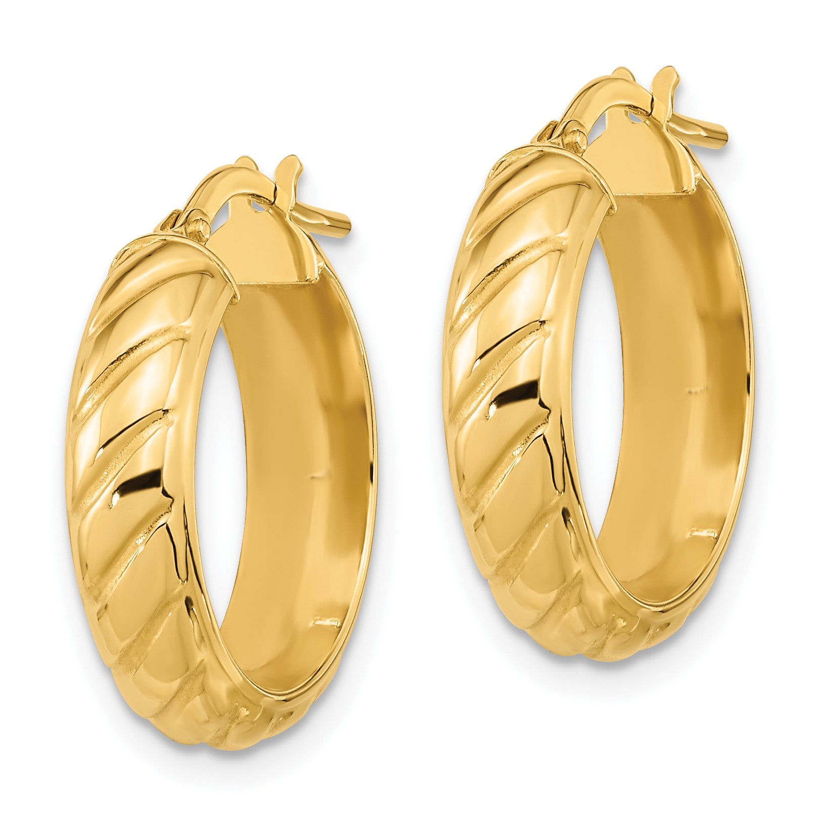 14k Polished Fancy Hoops