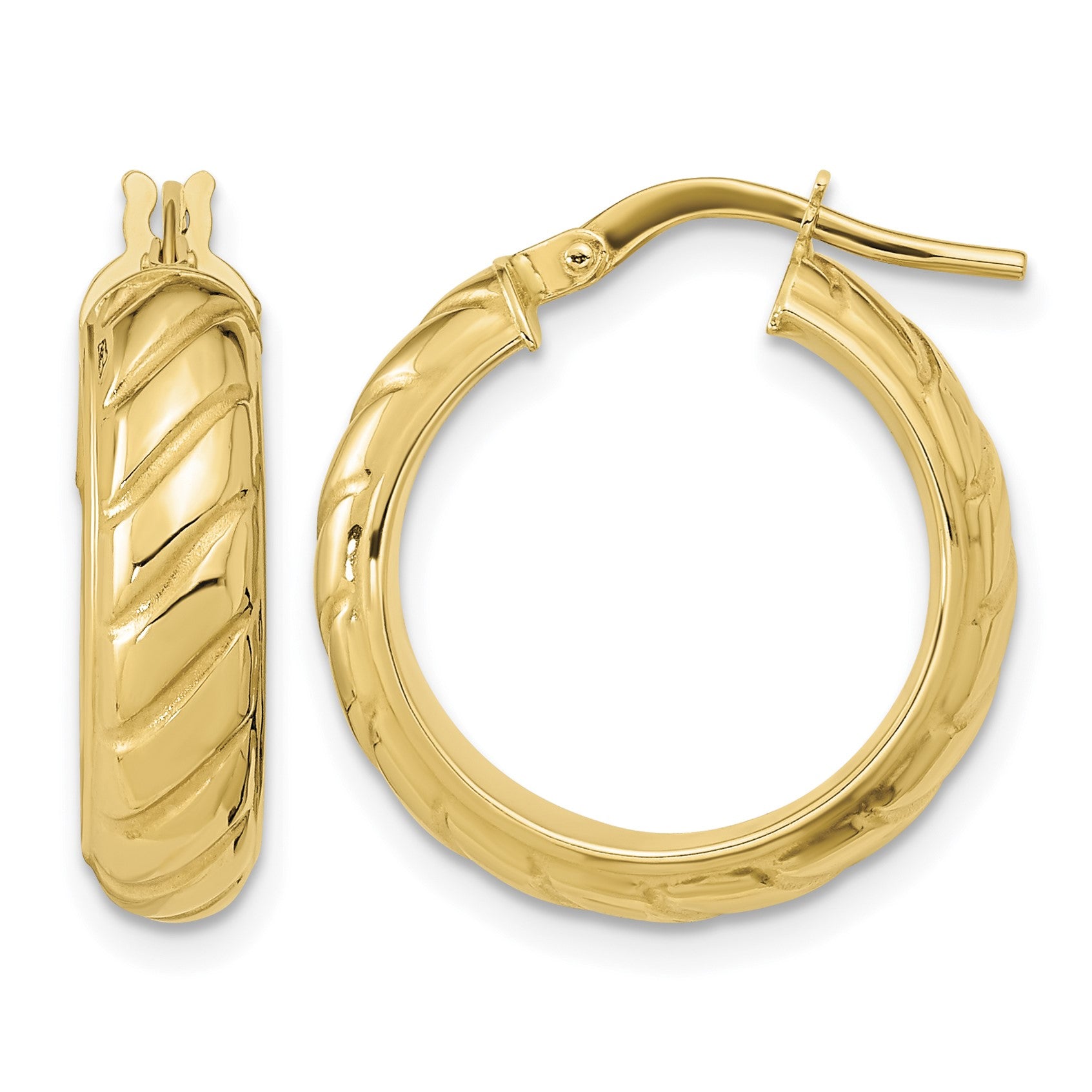 14k Polished Fancy Hoops
