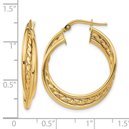 14k Polished Rope Twisted Hoop Earrings