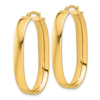 14k 5.75x38mm Polished Oval Tube Hoop Earrings
