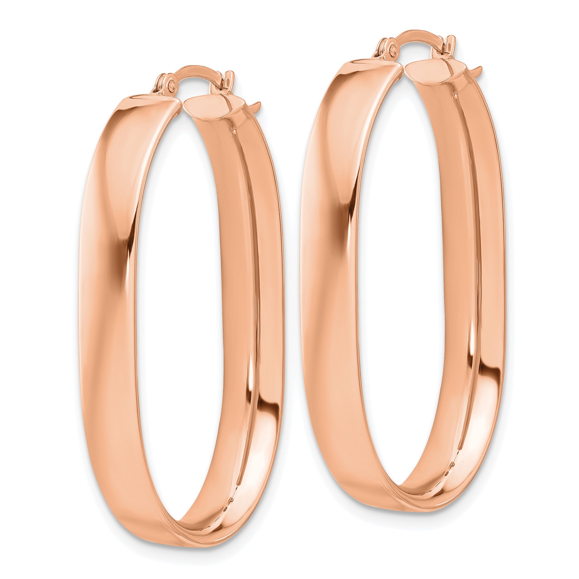 14k Rose Gold 5.75x38mm Polished Oval Tube Hoop Earrings