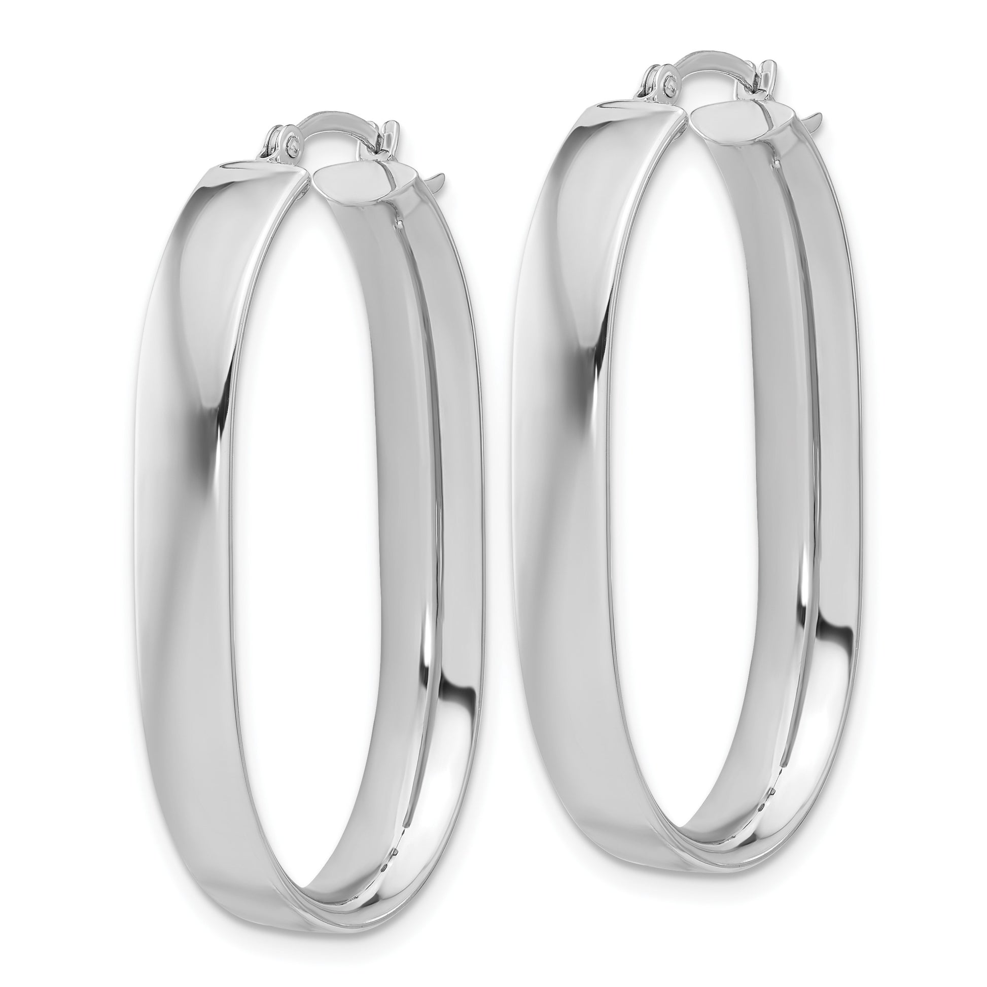 14k White Gold 5.75x38mm Polished Oval Tube Hoop Earrings