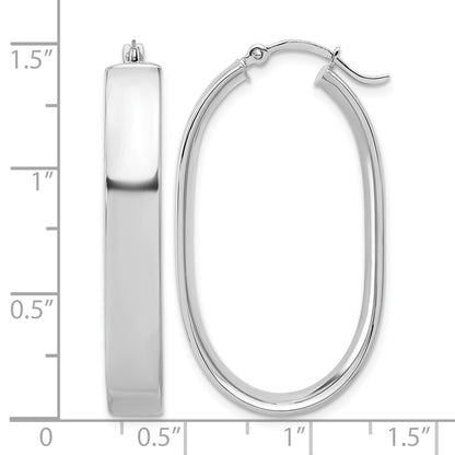 14k White Gold 5.75x38mm Polished Oval Tube Hoop Earrings