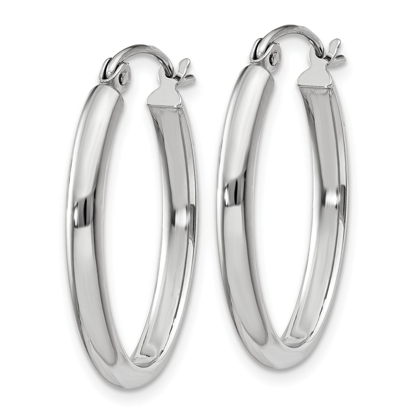 14k White Gold 2.75x23.5mm Polished Oval Tube Hoop Earrings