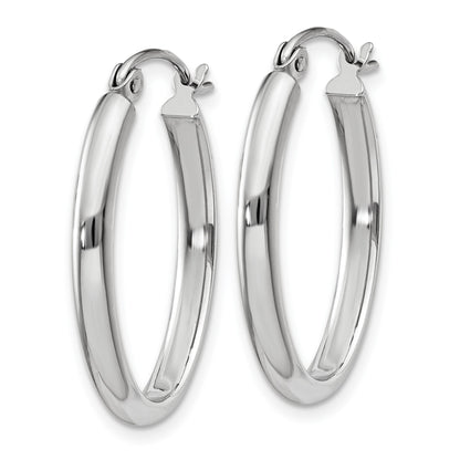 14k White Gold 2.75x23.5mm Polished Oval Tube Hoop Earrings