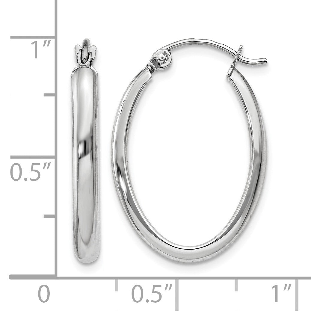 14k White Gold 2.75x23.5mm Polished Oval Tube Hoop Earrings