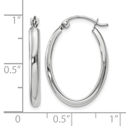 14k White Gold 2.75x23.5mm Polished Oval Tube Hoop Earrings