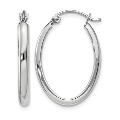 14k White Gold 2.75x23.5mm Polished Oval Tube Hoop Earrings