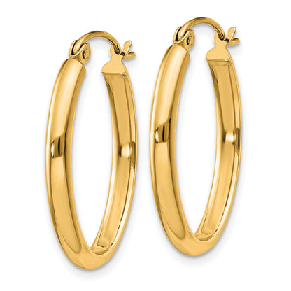 14k 2.75x23.5mm Polished Oval Tube Hoop Earrings