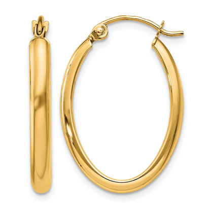 14k 2.75x23.5mm Polished Oval Tube Hoop Earrings