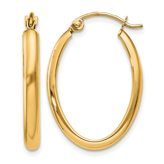 14k 2.75x23.5mm Polished Oval Tube Hoop Earrings
