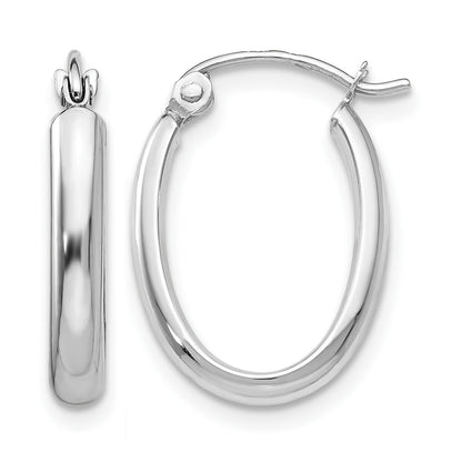 14k White Gold 2.75x18mm Polished Oval Tube Hoop Earrings