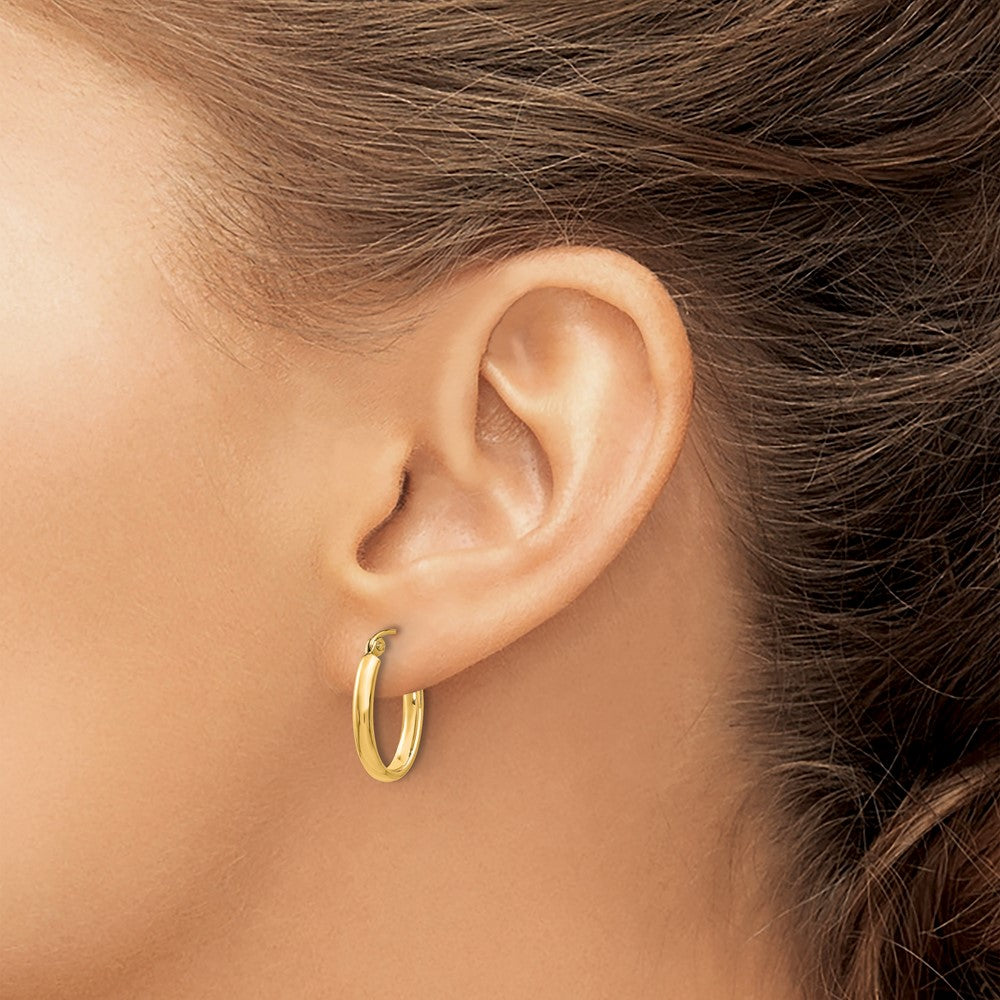 14k Polished 2.75mm Oval Tube Hoop Earrings