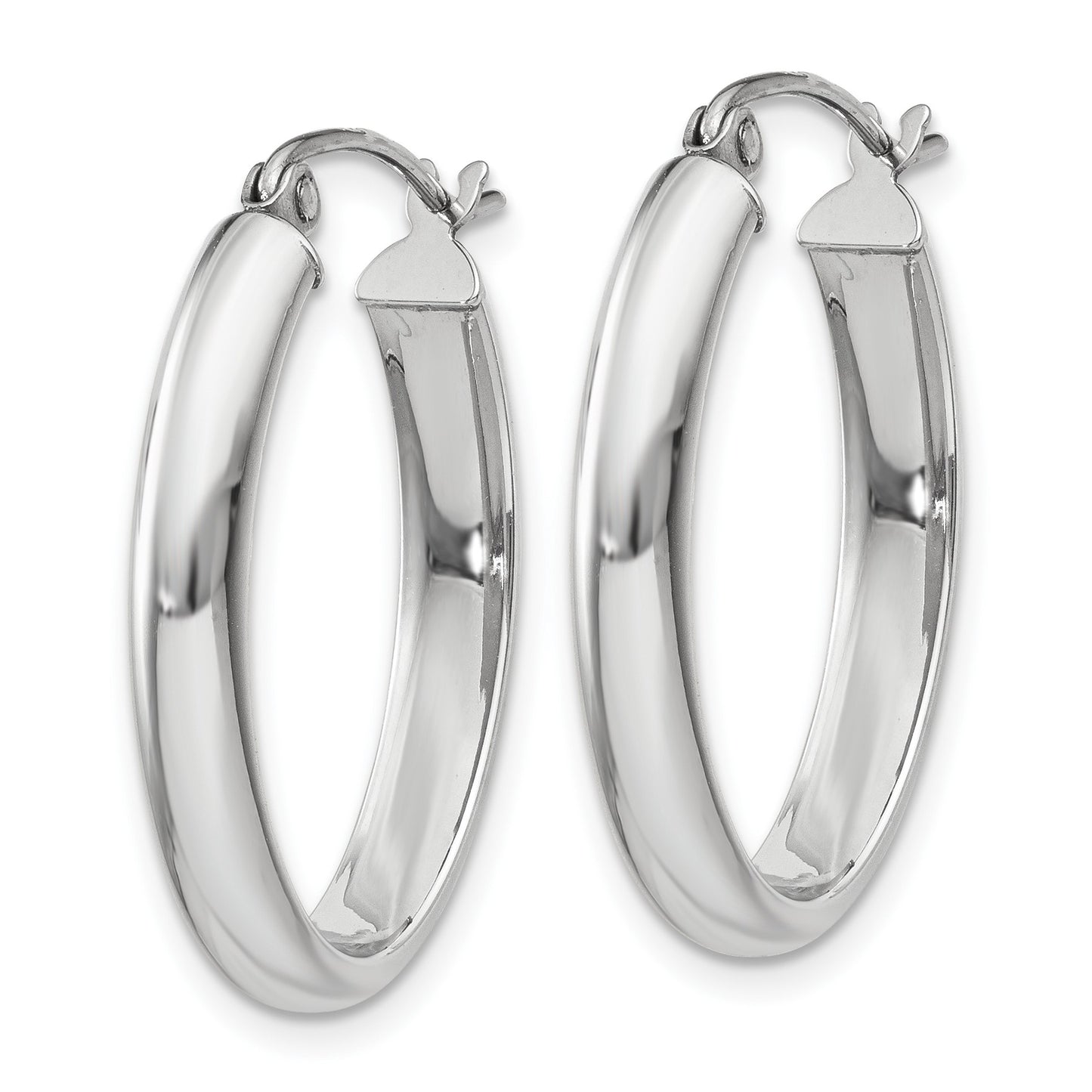 14k White Gold 3.75x25mm Polished Oval Tube Hoop Earrings