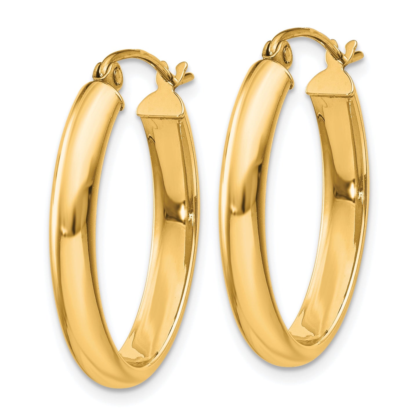14k 3.75x25mm Polished Oval Tube Hoop Earrings