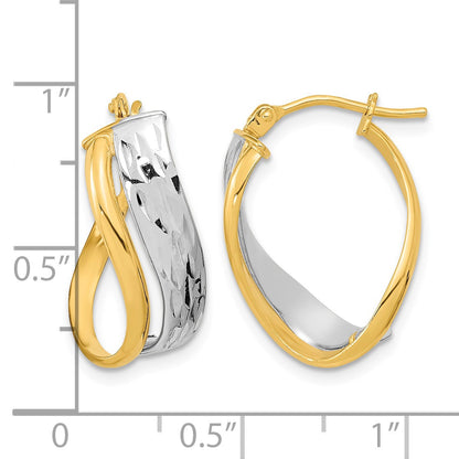 14k Two-Tone Diamond-cut and Polished Earrings