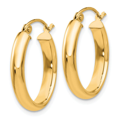 14k 3.75x21mm Polished Oval Tube Hoop Earrings