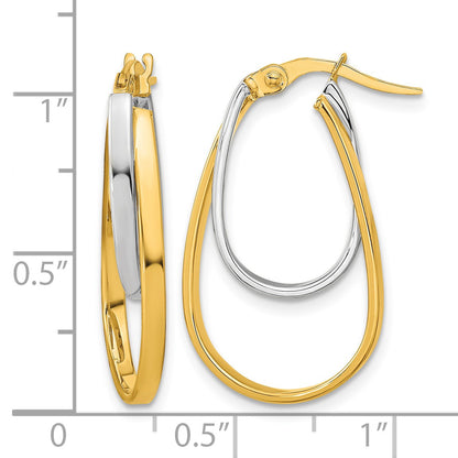 14k Two-tone Polished Double Oval Hoop Earrings
