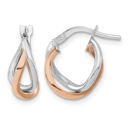 14k White and Rose Gold Fancy Hoops