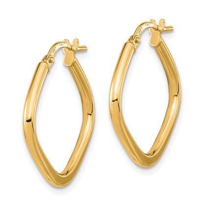 14k Rose Gold 1.7x24mm Polished Square Tube Hoop Earrings