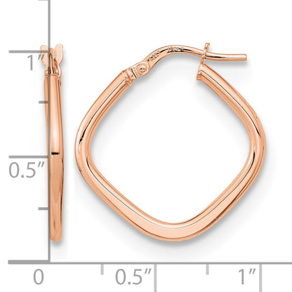 14k Rose Gold 1.7x24mm Polished Square Tube Hoop Earrings