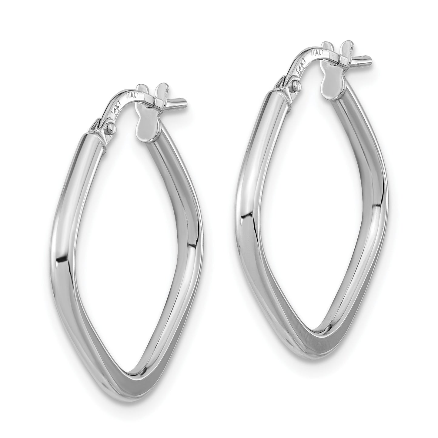 14k White Gold 1.7x24mm Polished Square Tube Hoop Earrings