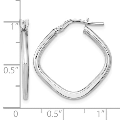 14k White Gold 1.7x24mm Polished Square Tube Hoop Earrings