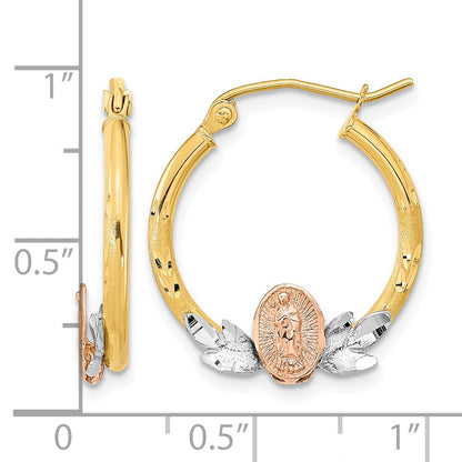 14K Tri-color Guadalupe Hoop Earrings
