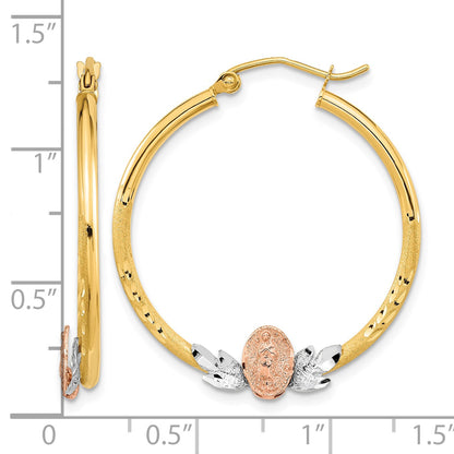 14K Tri-color Guadalupe Hoop Earrings