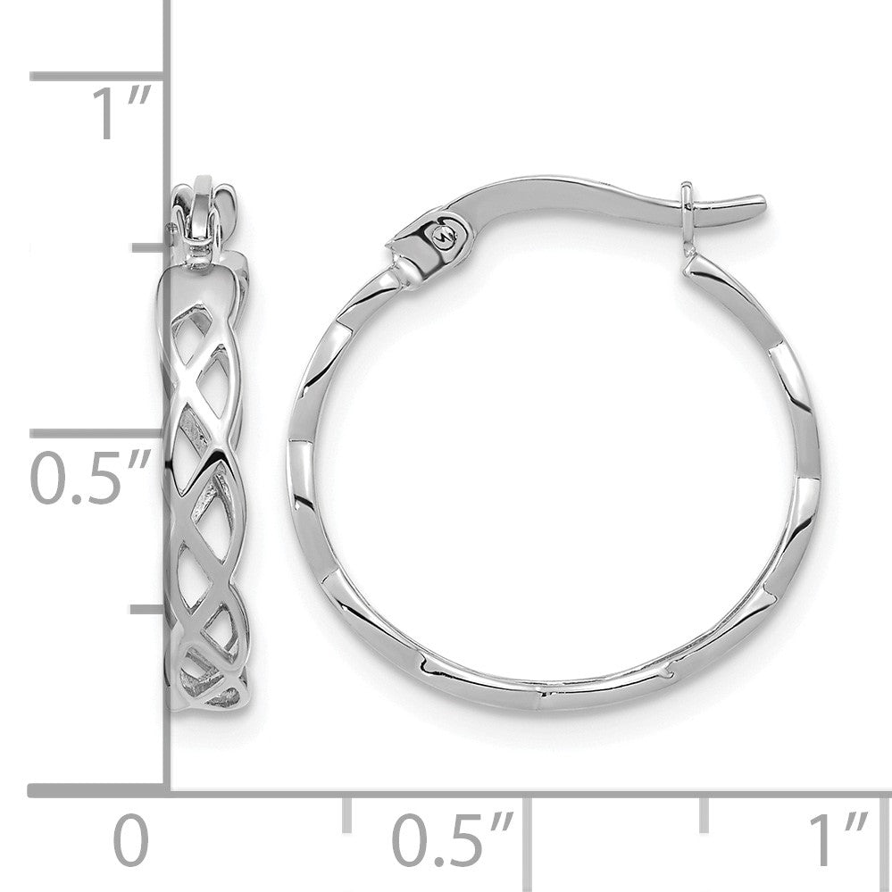14k White Gold Polished Intertwined Filigree Hoop Earrings