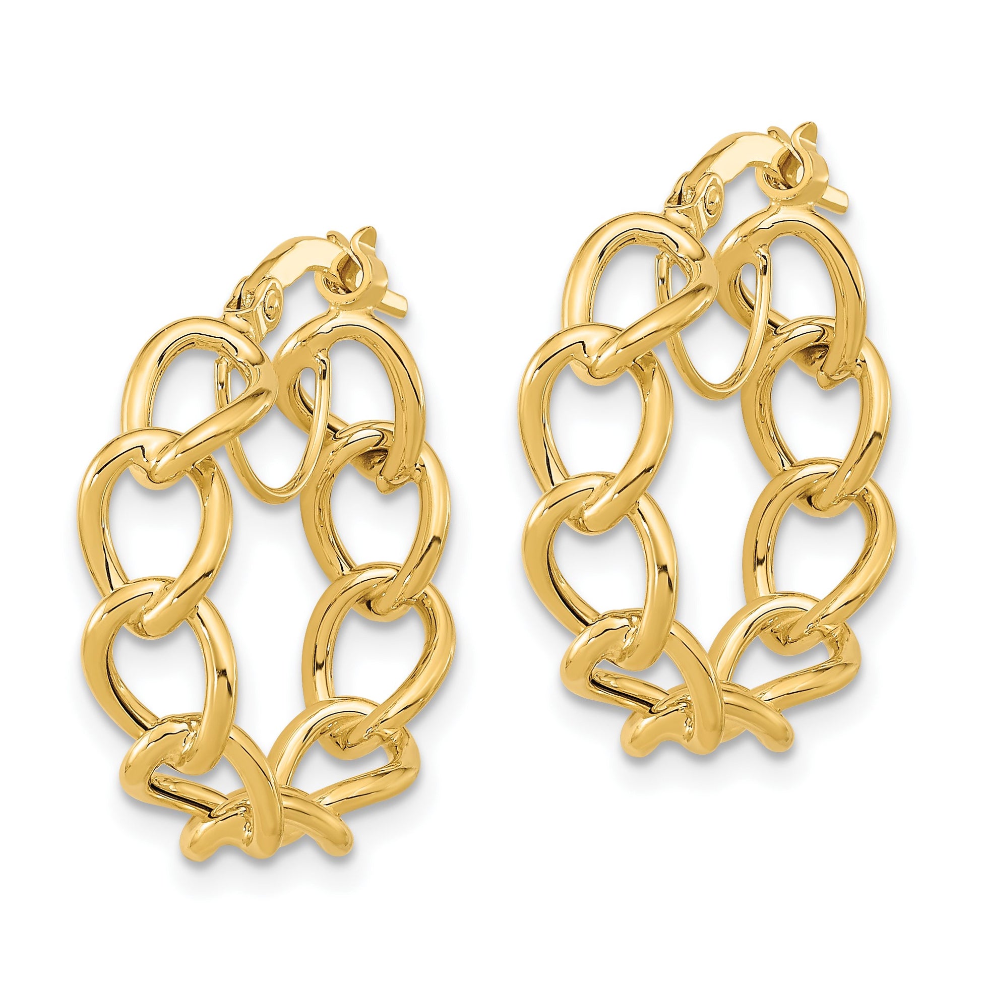 14k Polished Cable Link Circle Hoop Earrings