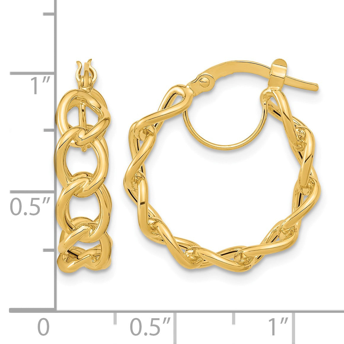 14k Polished Cable Link Circle Hoop Earrings