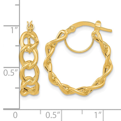 14k Polished Cable Link Circle Hoop Earrings