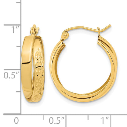 14k Polished Diamond-cut Twist Hoop Earrings