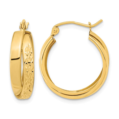 14k Polished Diamond-cut Twist Hoop Earrings