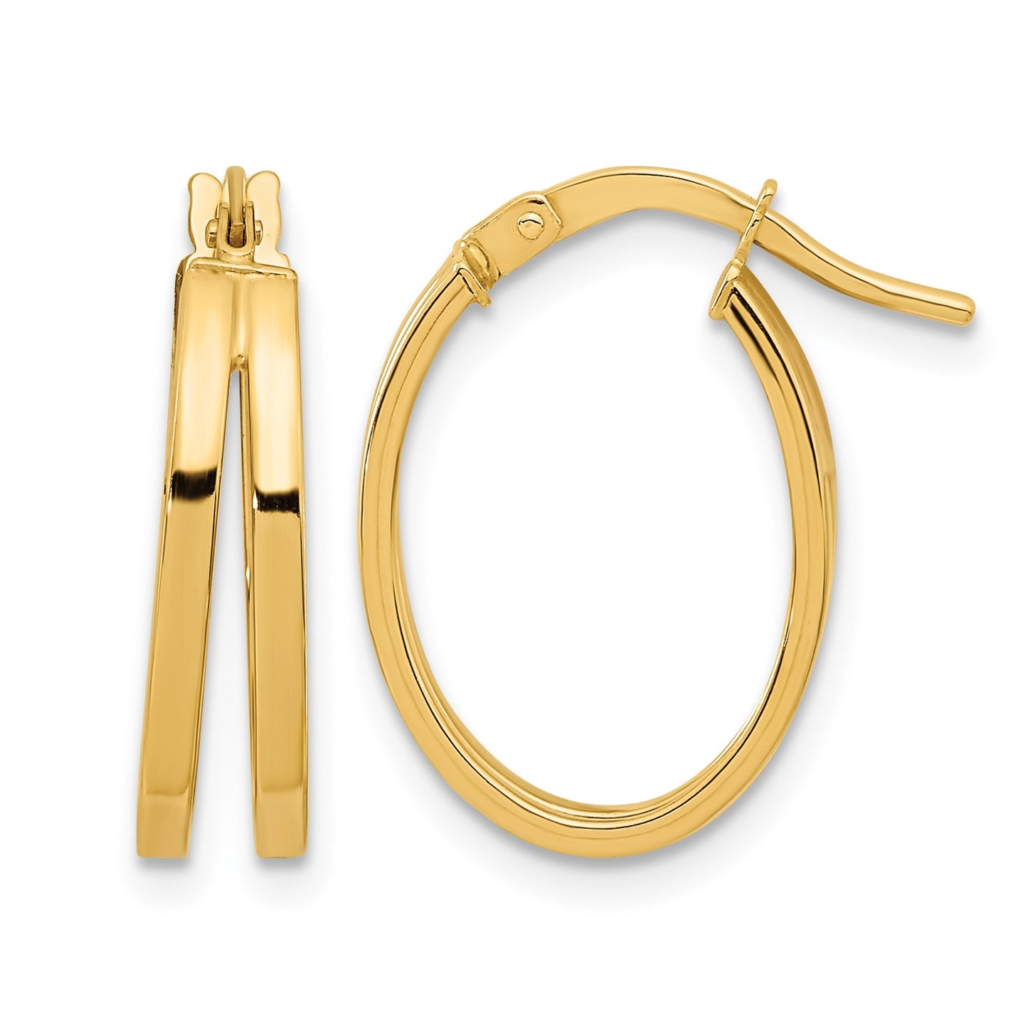 14k Polished Double Hoops