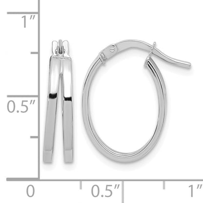 14k White Gold Polished Double Hoops