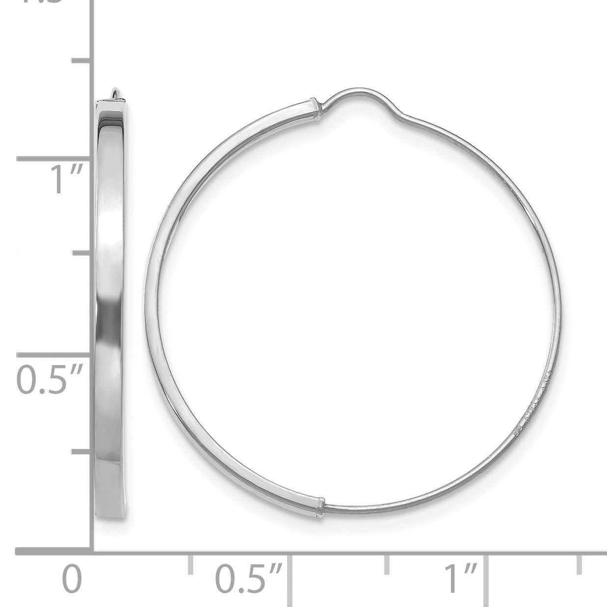14k White Gold 1.75x27mm Wire Hoop Earrings