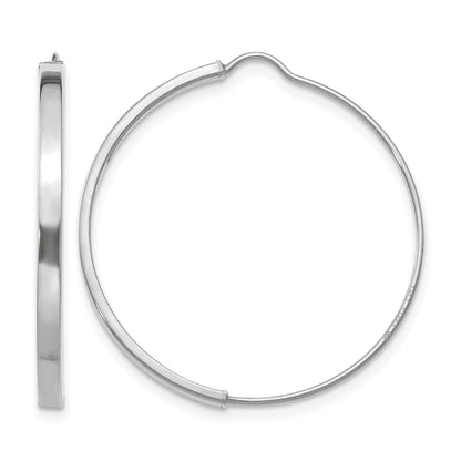 14k White Gold 1.75x27mm Wire Hoop Earrings