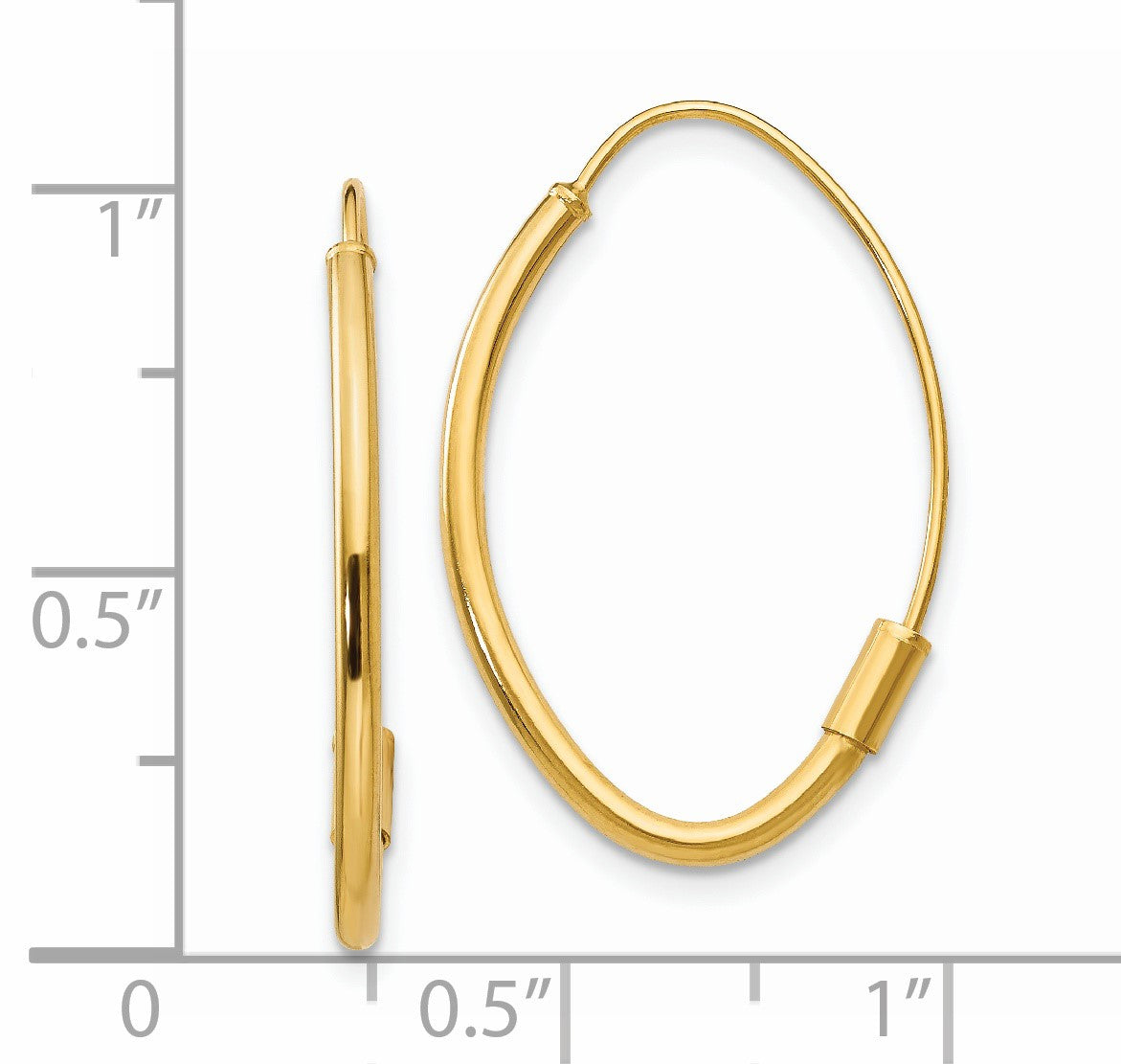 14k Polished Oval Dangle Wire Threader Earrings