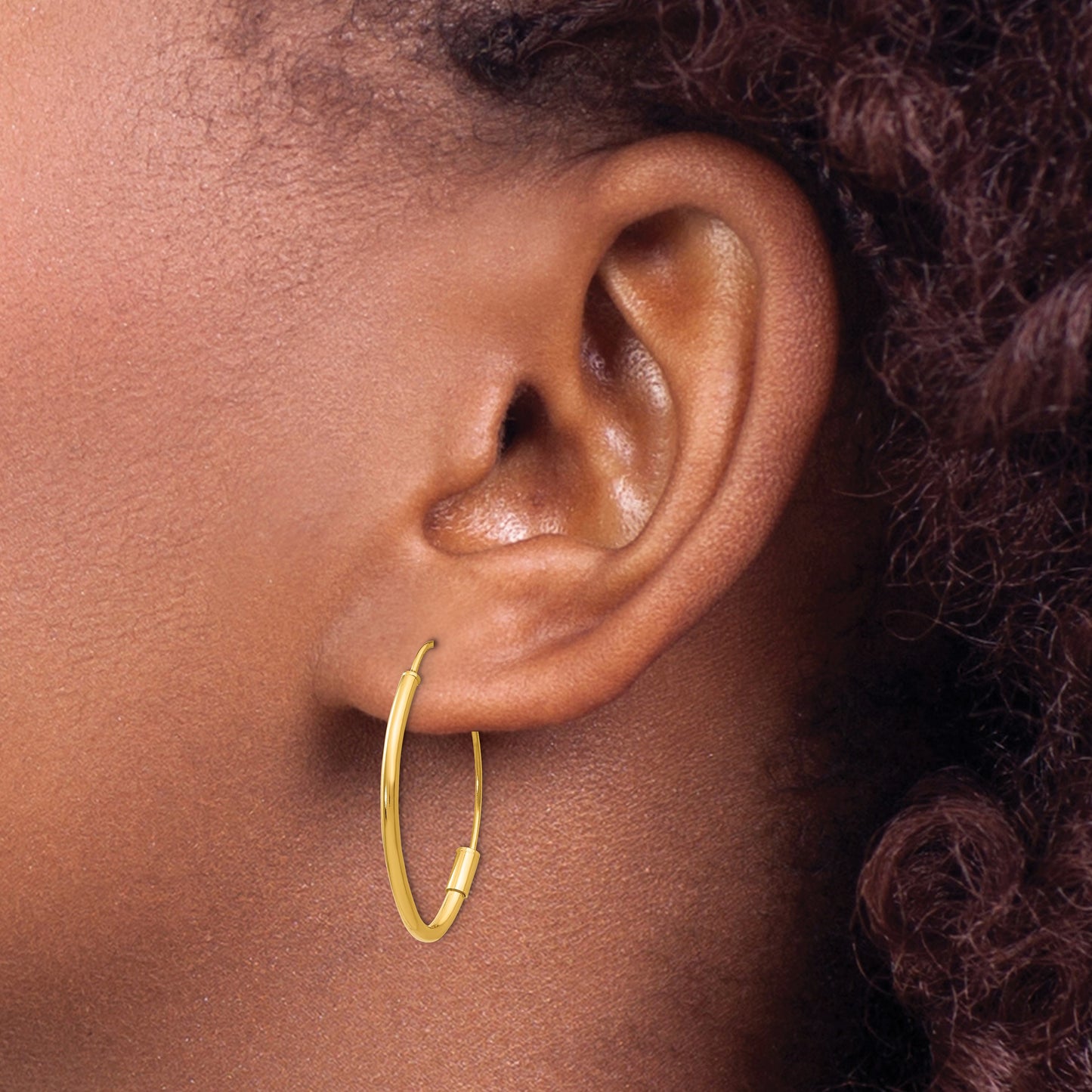 14k Polished Oval Dangle Wire Threader Earrings