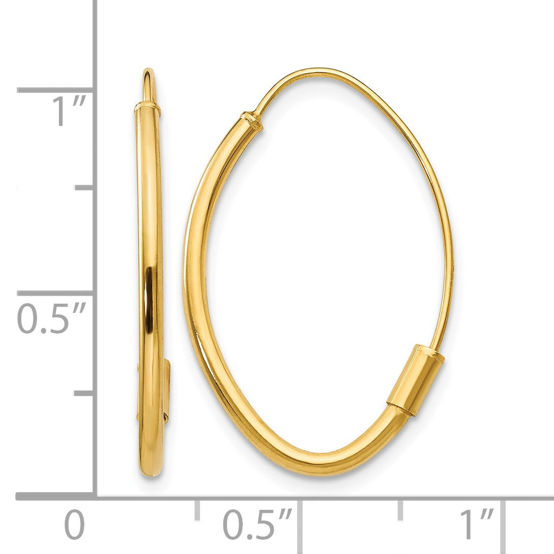 14k Polished Oval Dangle Wire Threader Earrings